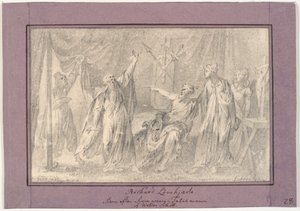 रिचर्ड द लायनहार्ट. वाल्टर स्कॉट के उपन्यास quot;द टैलिसमैनquot; (1825) का दृश्य द्वारा सीए लोरेंटज़ेन