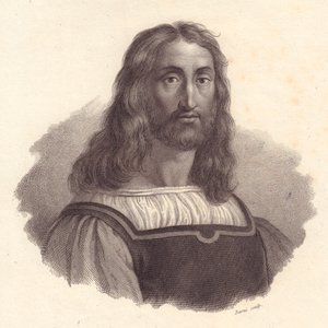 इतालवी उत्कीर्णक मार्केंटोनियो रायमोंडी (1480-1534) का पोर्ट्रेट, रैफ़ेलो सैन्ज़ियो द्वारा पेंटिंग से बरनी द्वारा तांबे की नक्काशी