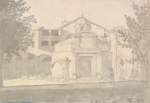 वाया सैकरा, रोम का एक खंड सेंट्स कॉसमस और डेमियन चर्च, 1814-15। द्वारा क्रिस्टोफर विल्हेम एकर्सबर्ग