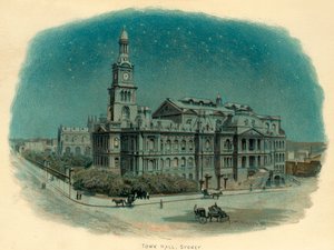 टाउन हॉल, सिडनी, न्यू साउथ वेल्स, ऑस्ट्रेलिया, 1896। द्वारा सी। विल्किंसन