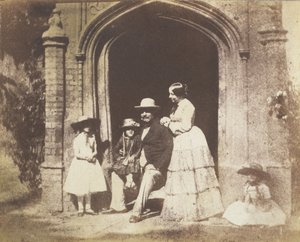 1840 के अंत में डोरवे में फैमिली ग्रुप पोर्ट्रेट। द्वारा कैल्वर्ट जोन्स