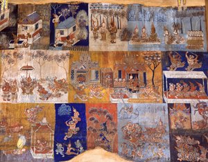 मंदिर के भित्ति चित्र द्वारा कंबोडियन स्कूल