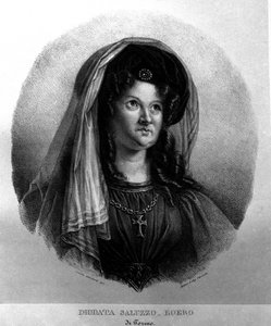 कवि महिला डियोडेटा सलुज़ो-रोएरो (सलुज़ो रोएरो) (1775-1840) का पोर्ट्रेट। कैमिला गुइसकार्डी का लिथोग्राफ