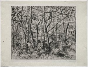 LHermitage, Pontoise, 1879 में वुडेड लैंडस्केप। द्वारा केमिली जैकब पिसारो