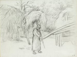 फौकॉल्ट के खेत में घास का भार ले जाने वाली एक महिला किसान का अध्ययन, c1875 द्वारा केमिली पिसारो