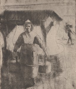 वूमन एट ए वेल, 1891। द्वारा केमिली पिसारो
