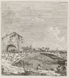 वैगन एक पुल के ऊपर से गुजर रहा है, c. 17351746. द्वारा कानालेत्तो