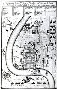 जेन्डर्ट, 1689 द्वारा उत्कीर्ण जनरल हैमिल्टन और कॉनराड डी रोसेन द्वारा लेज़रडेरी बाइसिगेड द्वारा कप्तान आर्चीबाल्ड मैकुलोच