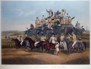 हॉग हंटिंग: द फाइंड, उत्कीर्ण और पब। मेसर्स फोर्सेस द्वारा, c.1840 (रंगीन उत्कीर्णन) द्वारा कप्तान जॉन (बाद में) प्लेटो