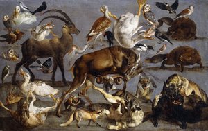 एक लाल हिरण, एक Ibex, एक जंगली सूअर, तीन भेड़ियों, दो बीवर, दो हार्स, एक फॉक्स, चार घरेलू बतख, दो महान बस्टर्ड, तीन बार्न उल्लू एक कछुए कबूतर, एक लापविंग, एक न्यूट्रेकर, एक वैक्सविंग, का अध्ययन गोल्डनए, एक ब्लैक वुडपेकर, एक क्लो, एक ग्रेट ग्रे श
