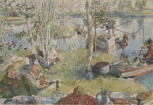क्रेफ़िश फ़िशिंग - क्रेफ़िशिंग, लार्सन, कार्ल द्वारा (1853-1919)। कागज पर एक्रिलिक रंग। आयाम: 32x43 सेमी। राष्ट्रीय संग्रहालय स्टॉकहोम द्वारा कार्ल लार्सन