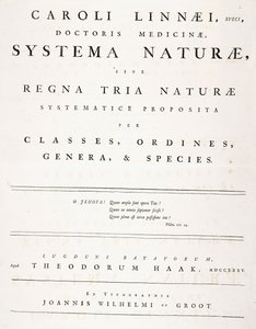 &39;Systema naturae&39; से शीर्षक पृष्ठ द्वारा कार्ल लिनिअस