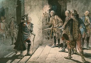 1757 में लेउथेन की लड़ाई के शाम को लिसा के महल में फ्रेडरिक द ग्रेट (1712-1786)