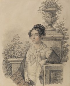 1824 और 1828 के बीच ओल्गा निकोलेवना कोकश्किना का पोर्ट्रेट, नी रेज़नोवा 1802-1828।