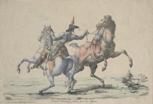 1770-1836 में एक अधिकारी द्वारा एक निराश घोड़े पर लगाम लगाई गई। द्वारा कारल वर्नेट