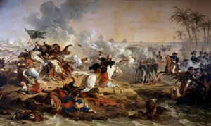 मिस्र का अभियान (अभियान) (१७९८-१८०१): "" 21/07/1798 को पिरामिडों की लड़ाई"" एंटोनी डिट कार्ले वर्नेट (1758-1836) द्वारा 18वीं सदी के बोइसी संत लेगर की पेंटिंग। ग्रोस्बोइस कैसल द्वारा कारल वर्नेट