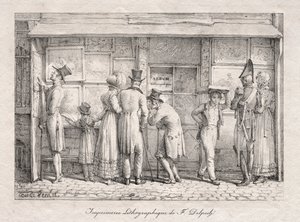 डेलपेच लिथोग्राफिक प्रिंट शॉप, सी। 1818। द्वारा कारल वर्नेट