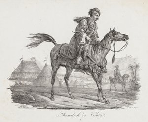 लार्ज स्वीट ऑफ हॉर्स: माउंटेड मैमेलुके, सी। 1818। द्वारा कारल वर्नेट