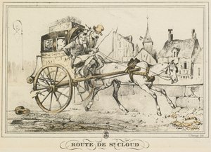 दैनिक जीवन के दृश्य, सड़कें और रास्ते: रोड टू सेंट-क्लाउड..., 1816। द्वारा कारल वर्नेट