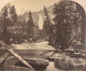 नेवादा फॉल, 700 फीट, 1861। द्वारा कार्लटन एम्मन्स वॉटकिंस