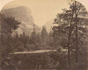 हाफ डोम, 1861 के तल पर झील। द्वारा कार्लटन एम्मन्स वॉटकिंस