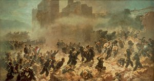 पोर्टा पिया का उल्लंघन, रोम 20 सितंबर 1870 (कैनवास पर तेल) द्वारा कार्लो Ademollo