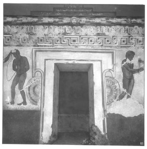 Cee Vipinas, C.320-280 ईसा पूर्व (दीवार पेंटिंग) के Vulci में फ्रेंकोइस मकबरे में Etruscan दीवार पेंटिंग का पुनर्निर्माण (देखें 212367, 212368, 214590) द्वारा कार्लो रूसी