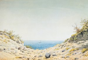 समुद्र के किनारे एक बैंक कट के माध्यम से देखें द्वारा Caspar David Friedrich