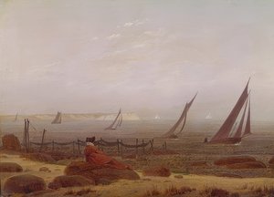 समुद्र के किनारे की स्त्री। 1818 के आसपास द्वारा कैस्पर डेविड फ्रेडरिक