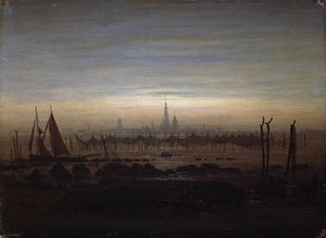चाँदनी में ग्रीफ़्सवाल्ड द्वारा Caspar David Friedrich