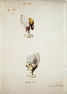 स्टैन्ड पर दो महिला बोनट, 1 जून 1806 (कागज पर पेन और डब्ल्यूसी) द्वारा कैस्पर डेविड फ्रेडरिक