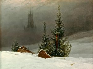 चर्च के साथ शीतकालीन परिदृश्य द्वारा Caspar David Friedrich