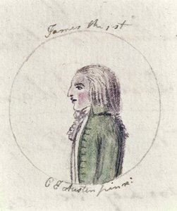 जेम्स I, c.1790 (कागज पर कलम और स्याही और wc)