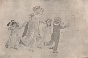 'कलर वुड-ब्लॉक प्रिंट के लिए वॉटर-कलर ड्रॉइंग', 1880-1890, 1923