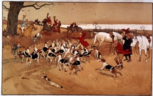 शिकार का दृश्य भागा; शूटिंग। सेसिल एल्डिन (1870 -?), इंग्लैंड द्वारा उत्कीर्णन। कोल। अंश द्वारा सेसिल चार्ल्स विंडसर एल्डिन