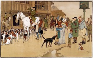खरगोश के शिकार के दौरान सराय में रुकें। सेसिल एल्डिन द्वारा जल रंग (1870-1935) द्वारा सेसिल चार्ल्स विंडसर एल्डिन
