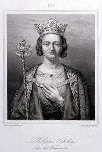 फिलिप वी 'टॉल' (1294-1322) फ्रांस के राजा, वेबर द्वारा उकेरा गया (उत्कीर्णन) द्वारा चार्ल्स अलेक्जेंड्रे (बाद में) डेबैकी