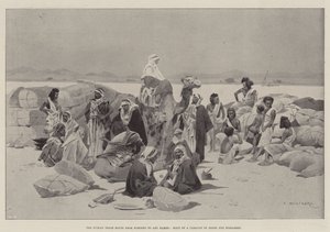 कोरुस्को से अबू हमीद, अरब का एक कारवां का हॉल्ट और बिश्रिन का न्युबियन व्यापार मार्ग द्वारा चार्ल्स अगस्टे लोय