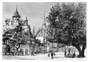 बैंकाक, थाईलैंड में एक सड़क, 1895।