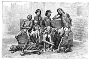 अकाल पीड़ित, भारत, 1895।