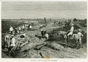 ट्रांसकैस्पियन रेल बिछाना। Ch द्वारा उत्कीर्णन। एडगर बौलैंगर की कहानी वॉयज ए मर्व को चित्रित करने के लिए बारबेंट, ले टूर डू मोंडे 1887 में, एडौर्ड चार्टन (1807-1890), हैचेट, पेरिस द्वारा निर्देशित।