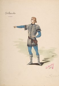 ऑरलैंडो के लिए पोशाक डिजाइन, 1889।