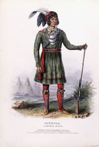 एसियोला, एक सेमिनोल लीडर, c.1837-1844 (हाथ से तैयार रंगीन लिथोग्राफ)