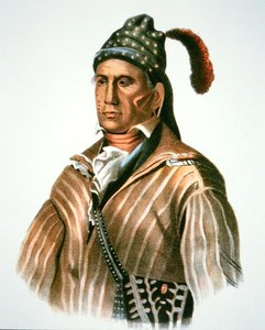 मेनावा, क्रीक लोगों के प्रमुख, 1826 की एक पेंटिंग से (कलर लिथो)