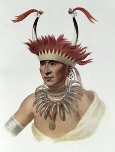चोन-मोन-आई-केस या &39;ल&39; इटन &39;, एक ओटो हाफ-चीफ, 1821, थॉमस एल मैककेनी और जेम्स हॉल, पब द्वारा&39; द इंडियन ट्राइब्स ऑफ नॉर्थ अमेरिका, वॉल्यूम 1 &39;का चित्रण। जॉन ग्रांट द्वारा
