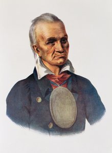 रेड जैकेट, सेनेका वॉर चीफ, 1828, थॉमस एल मैककेनी और जेम्स हॉल, पब द्वारा &39;द इंडियन ट्राइब्स ऑफ नॉर्थ अमेरिका, वॉल्यूम -1&39; का चित्रण। जॉन ग्रांट द्वारा