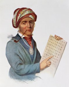 थॉमस एल मैककेनी और जेम्स हॉल, पब-सी-यो-या जॉर्ज गेस, 1828, &39;द इंडियन ट्राइब्स ऑफ नॉर्थ अमेरिका, वॉल्यूम 1&39; से दृष्टांत जॉन ग्रांट द्वारा
