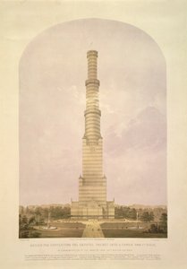 क्रिस्टल पैलेस को 1000 फीट ऊंचे टॉवर, पब में परिवर्तित करने के लिए डिजाइन। एकरमैन und कं, 1852 द्वारा