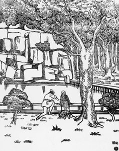मौरिस मैटरलिंक (1862-1949) द्वारा पेलेस और मेलिसांडे के लिए चार्ल्स डौडलेट (1861-1938) द्वारा स्रोत, वुडकट को देखने वाले लोग, क्लाउडियो अर्जेंटिएरी, स्पोलेटो, इटली द्वारा प्रकाशित