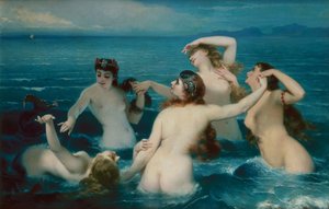 Mermaids समुद्र में frolicking